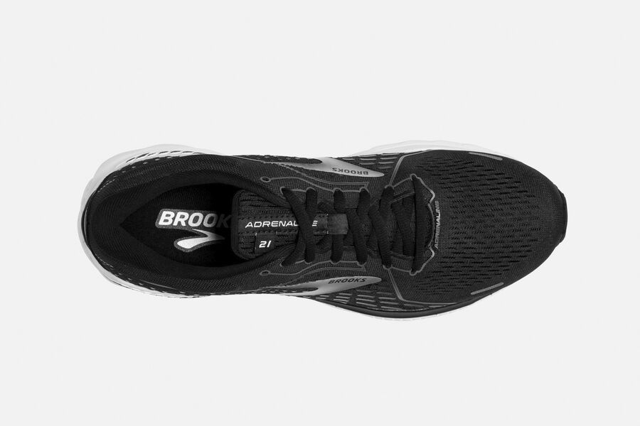 Brooks Adrenaline GTS 21 Road Running Shoes Mens - Black/White - QXFGL-7014